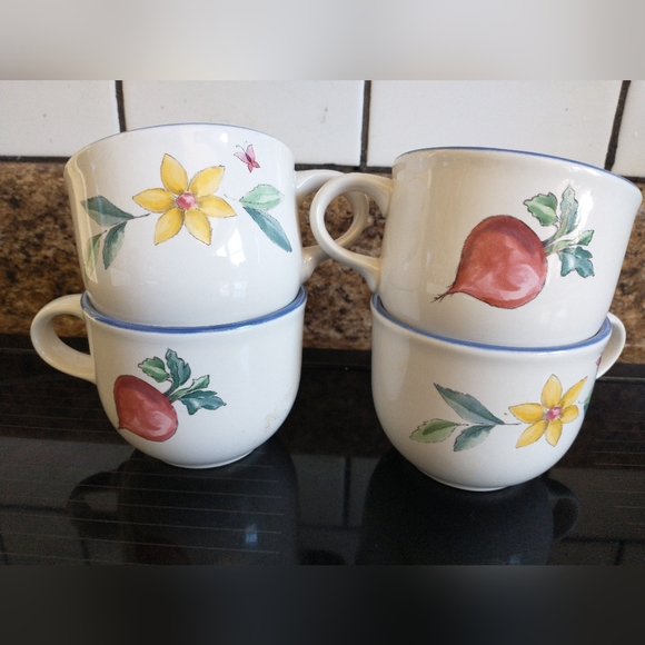 Set of 4 Pfaltzgraff Garden Party Coffee / Tea Cups - Picture 4 of 6